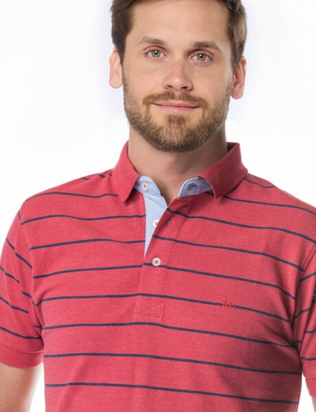 Polo pique rayada Rojo