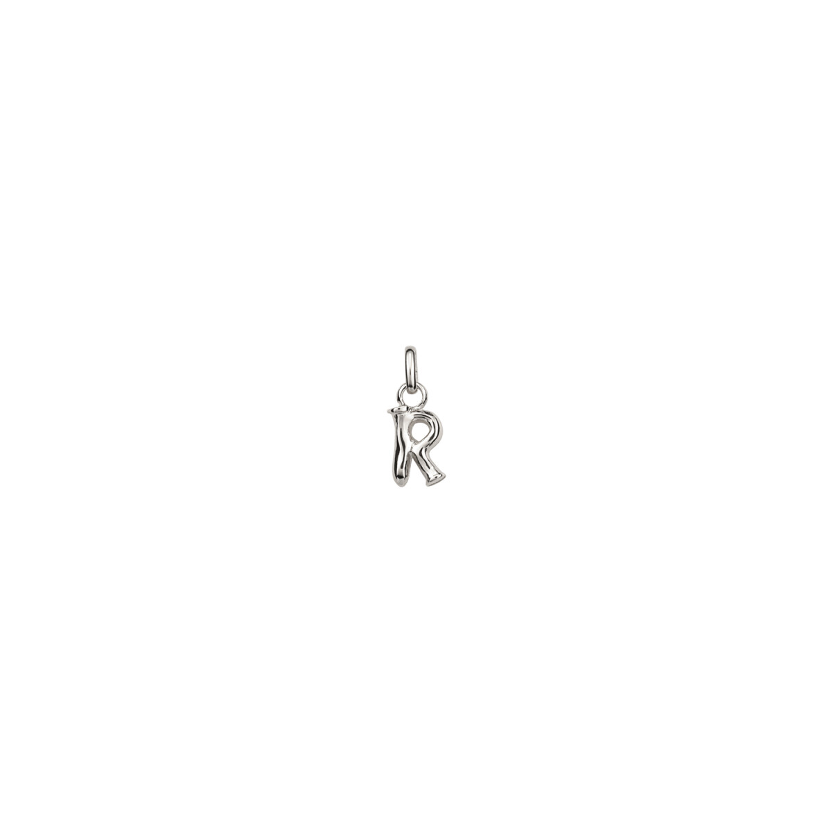 CHARM DE ALEACION DE METALES BAÑADO EN PLATA DE LEY CON FORMA DE LETRA R CON ARGOLLA - Charm 