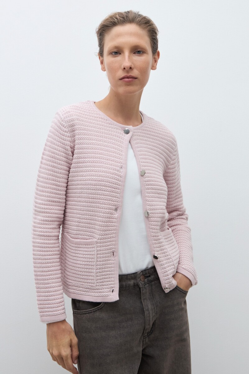 Chaqueta tejida botones metálicos rosa