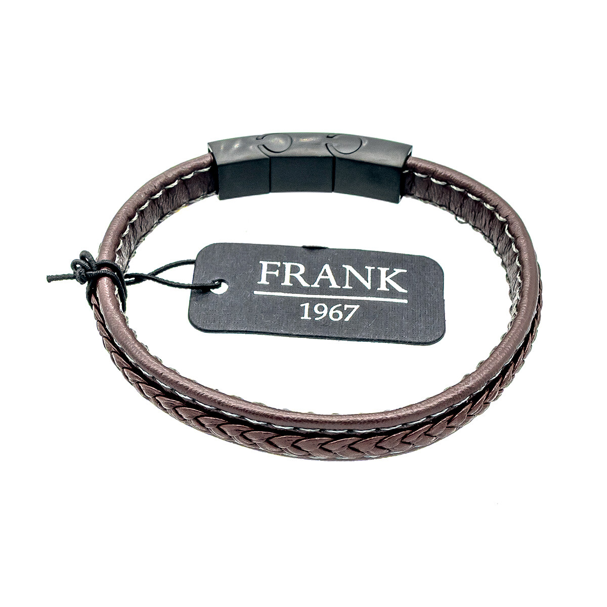 Pulsera de cuero y acero, FRANK. 