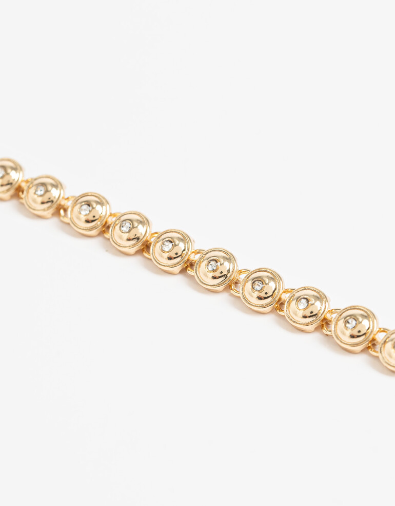 Pulseras Flexibles Strass Pulsera Flexible Metal Y Strass - Dorado