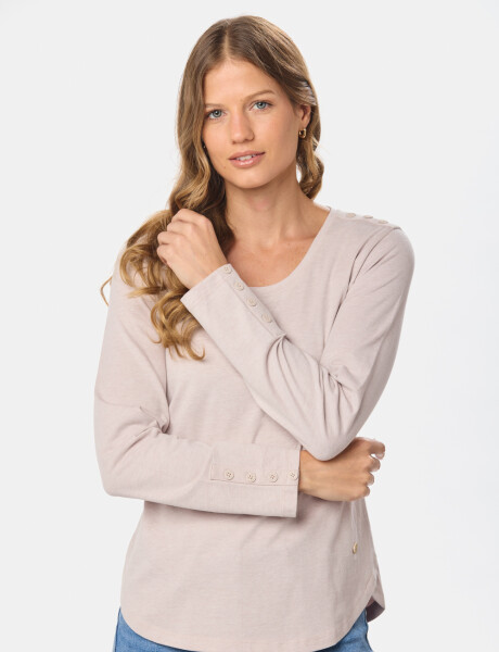 REMERA LISA CON BOTONES Beige
