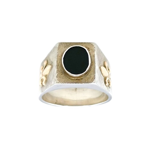 Anillo Mesa-Plata y Oro-Piedra Onix-AN5173 conpiedra