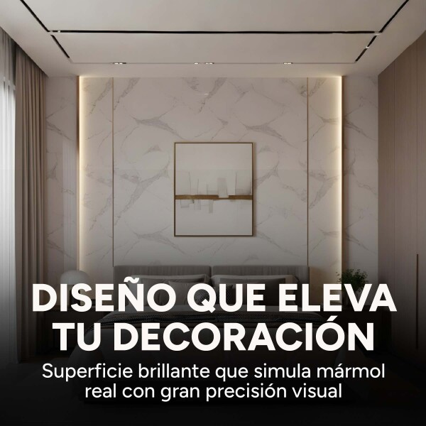 Placa PVC Símil Mármol 2,44 x 1,22 m Mármol Blanco Gris Claro 3