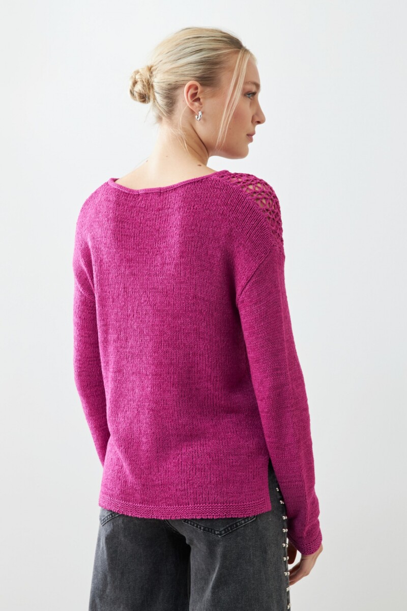 Sweater cinta calado fucsia