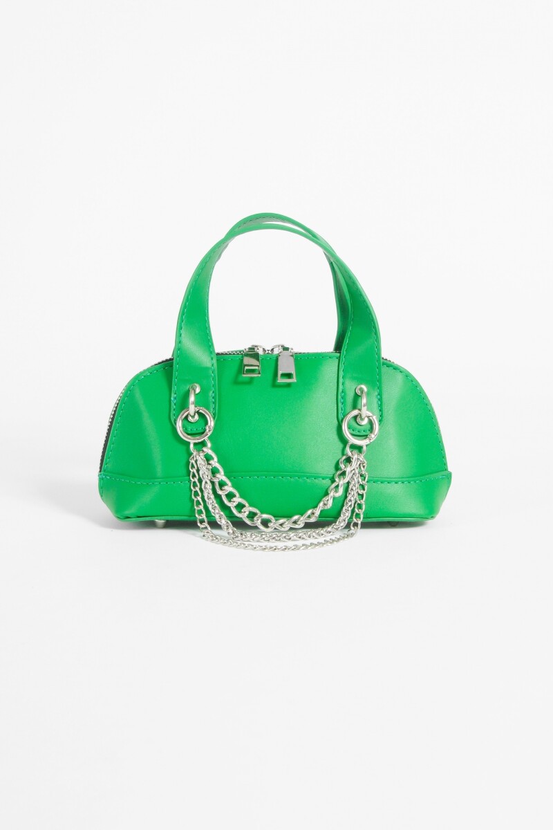 Cartera de mano con cadena verde