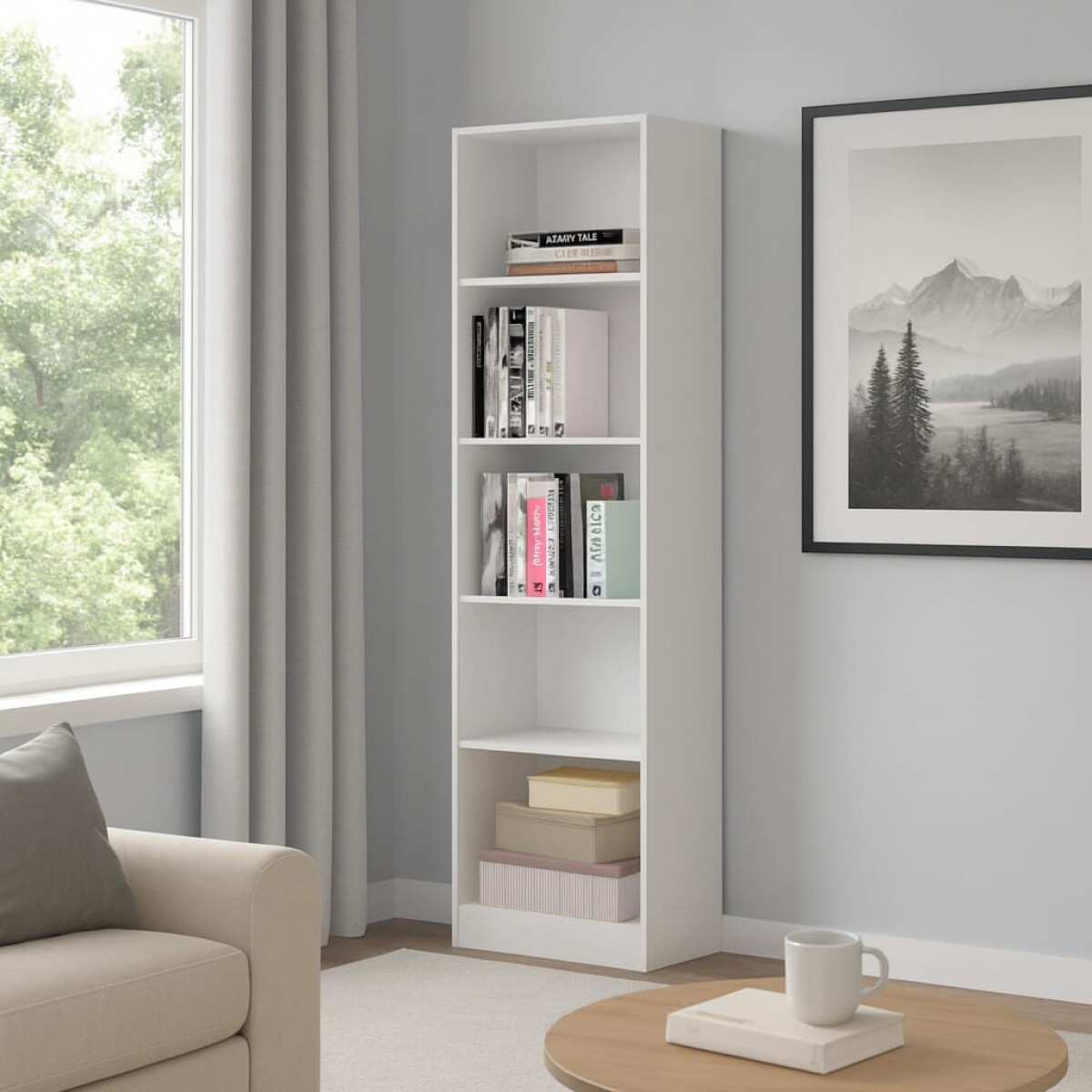 Estanteria ANITA biblioteca multiuso con 4 Estantes 47,9 x 170 x 27,5 cm - Blanco 