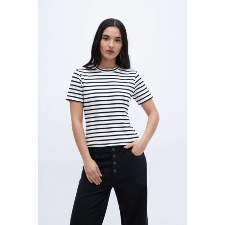 Remera Eva Rayas negra