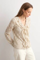 Blusa de encaje con volados beige