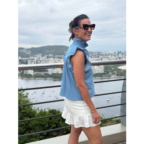 Blusa Cereza Denim Celeste