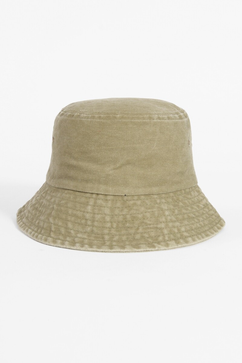 Gorro bucket gastado pespunte verde oliva