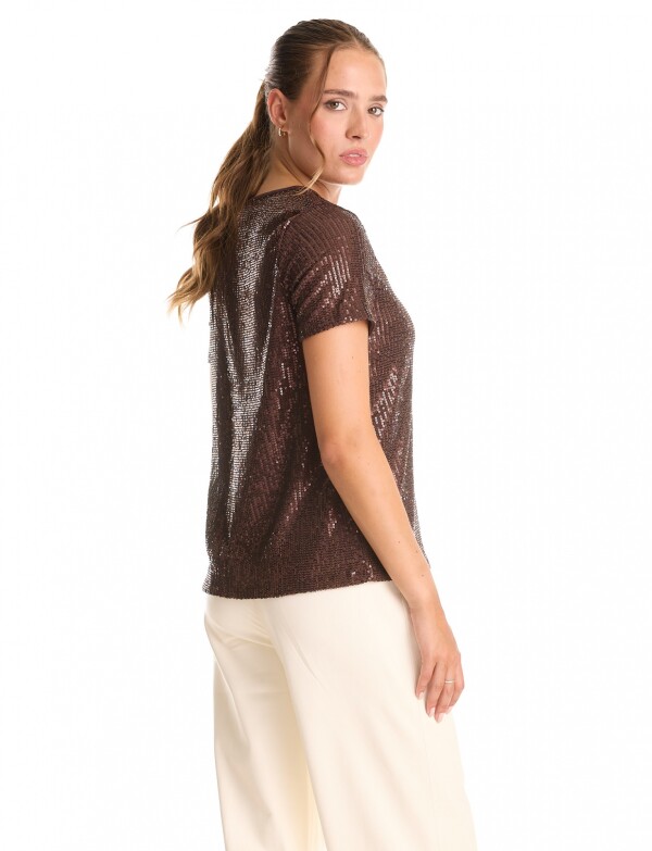 Blusa Lentejuelas MARRON