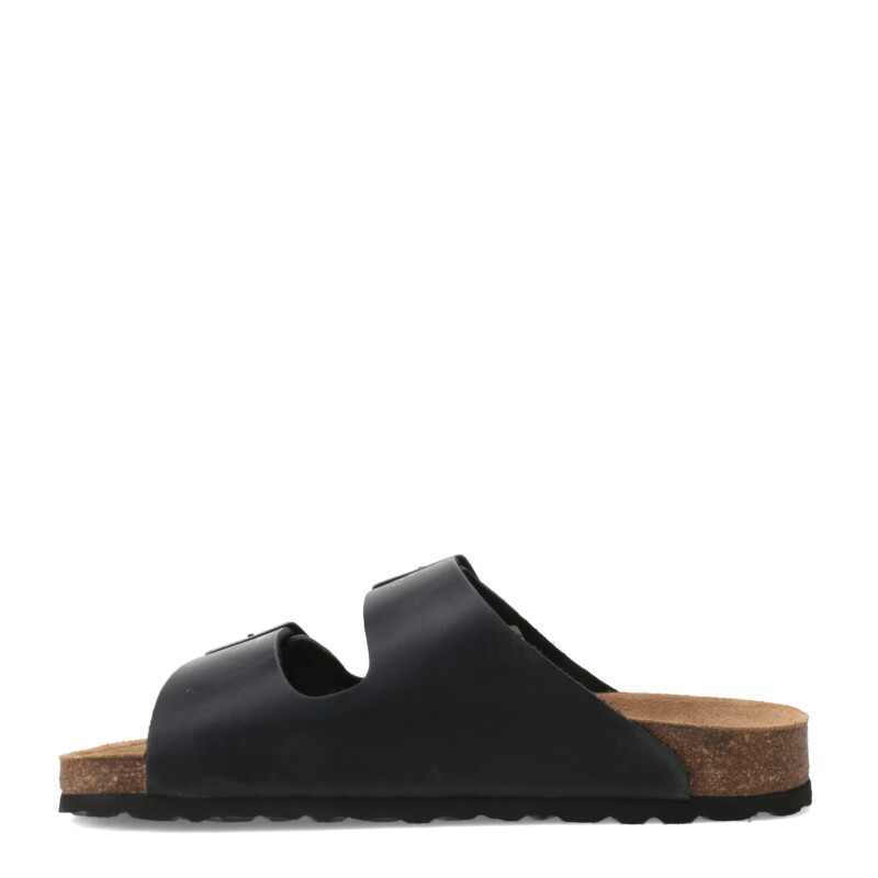 Sandalias de Hombre Freeway Casual 2 Hebillas Negro (Cuero Graso)