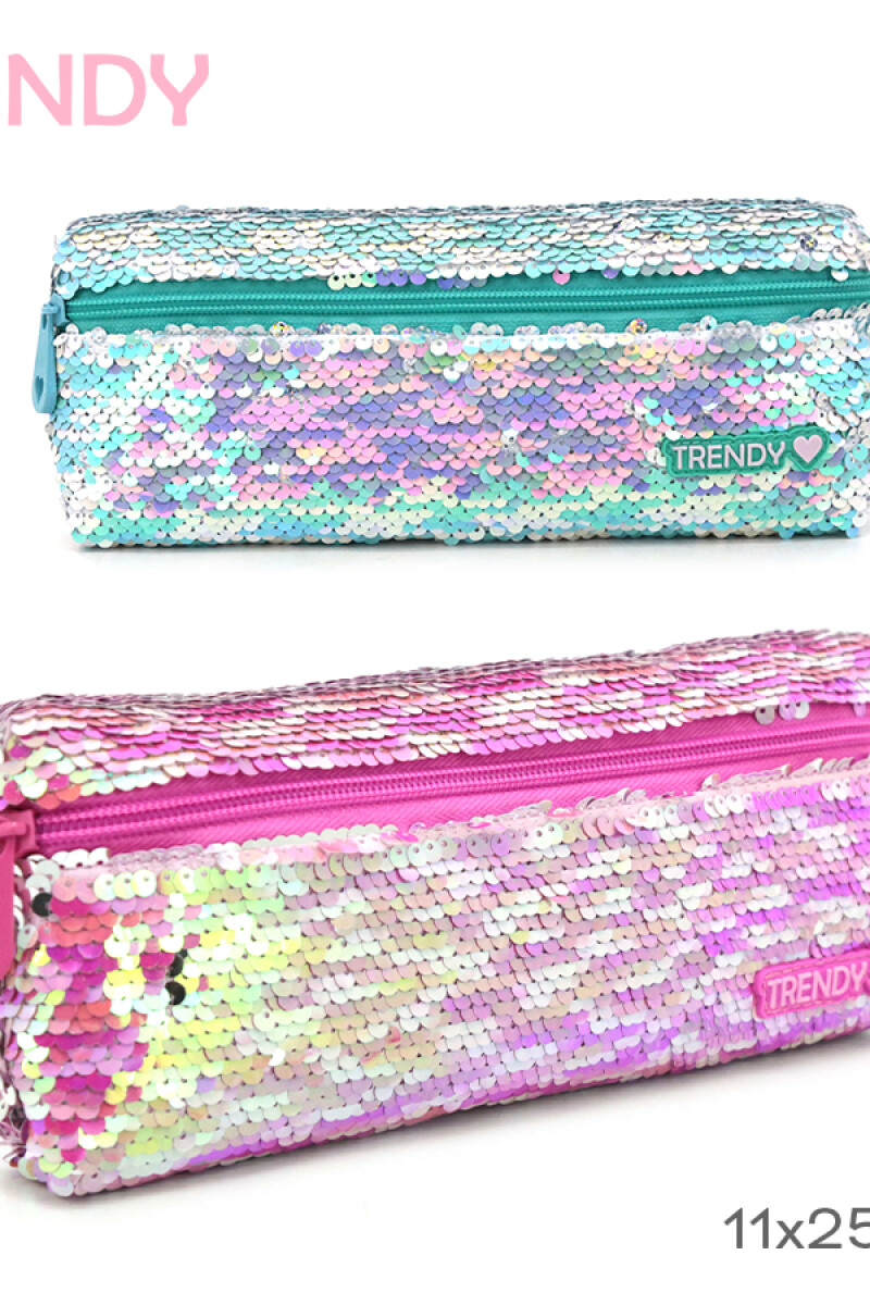 Cartuchera con lentejuelas reversibles Celeste