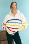 Sweater algodón con rayas crudo