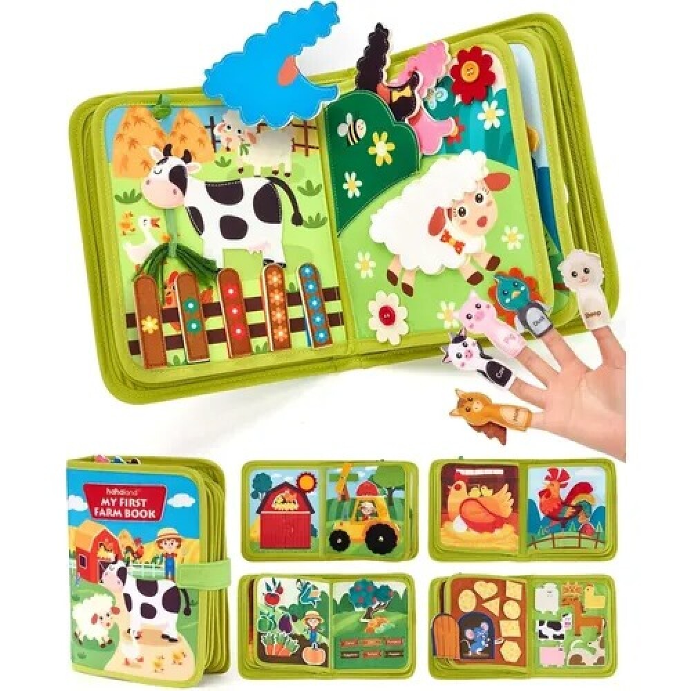 Libro de actividades de granja en fieltro verde Libro de actividades de granja en fieltro verde