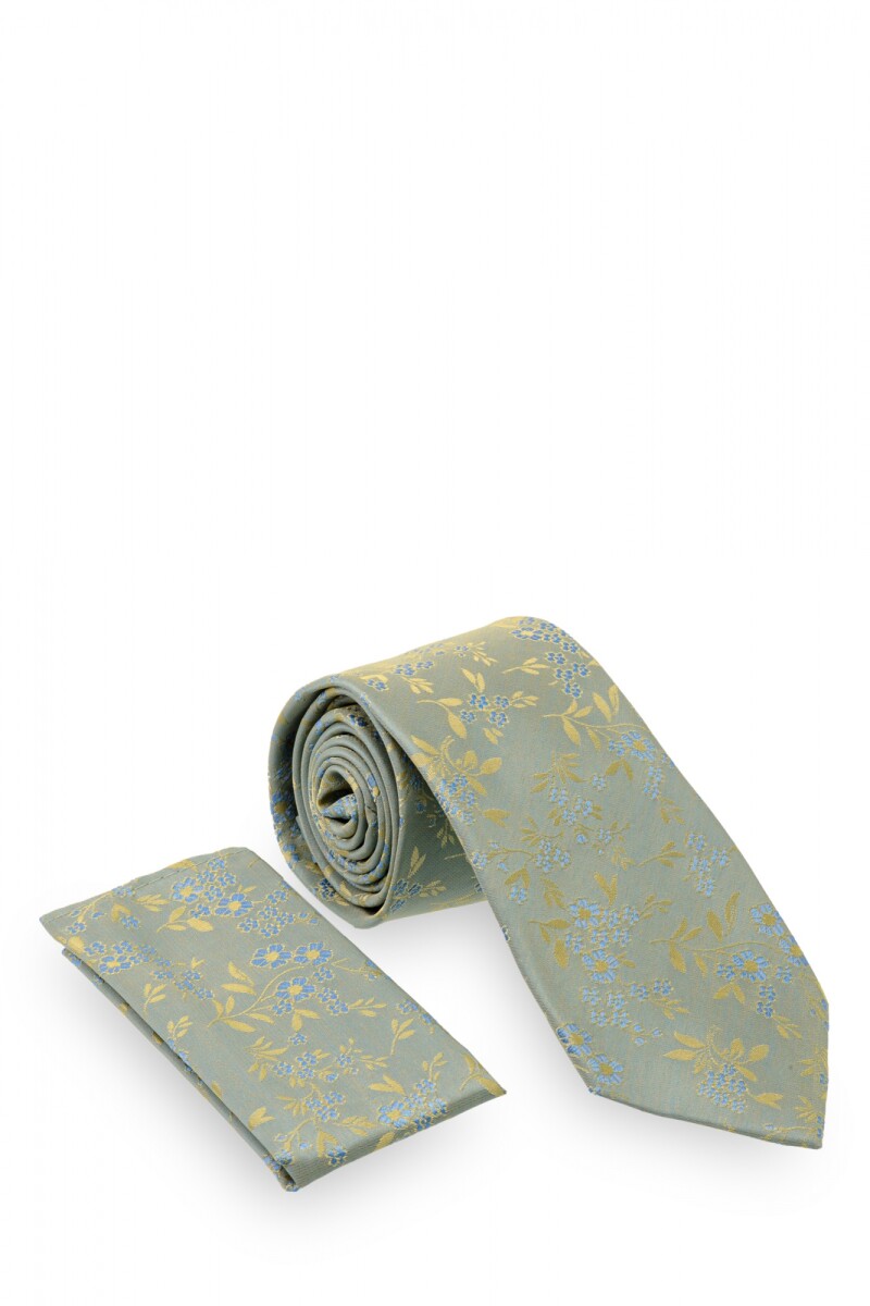 Corbata con pañuelo 8 cm GREEN