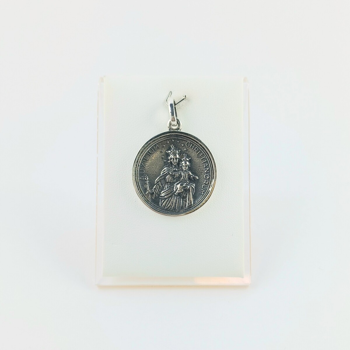 Medalla religiosa de plata 925, Maria Auxiliadora. 