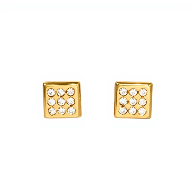 Caravanas Panel oro - Oro bajo - Zirconia- CA8075 conpiedra