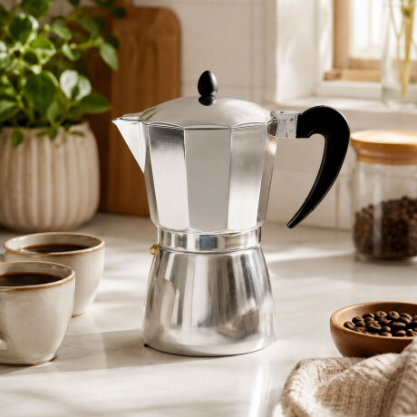 Cafetera aluminio tipo italiana 9 tazas color acero Plateado