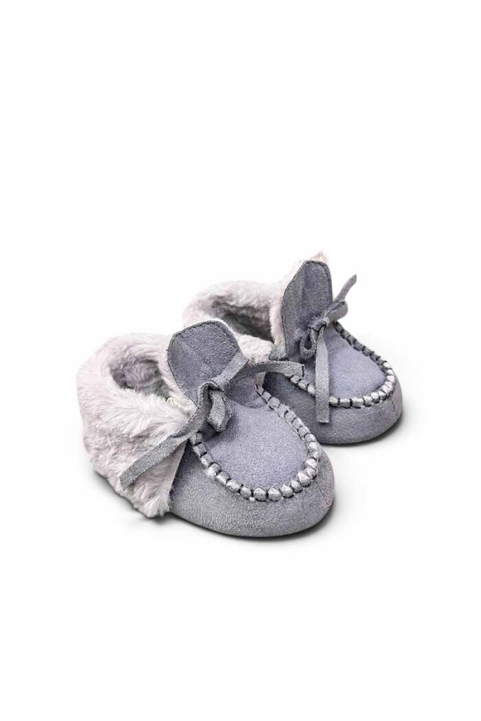 PANTUFLA BEBE MOCASIN PELUDITA Gris