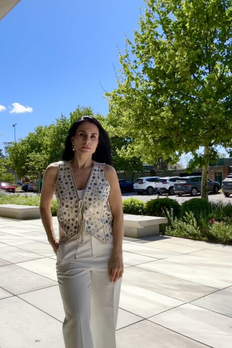 Chaleco con apliques Deia Beige