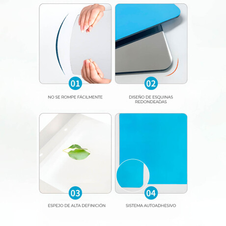 Set X3 Espejos Flexibles 40x40 Autoadhesivos Hogar Jug004021