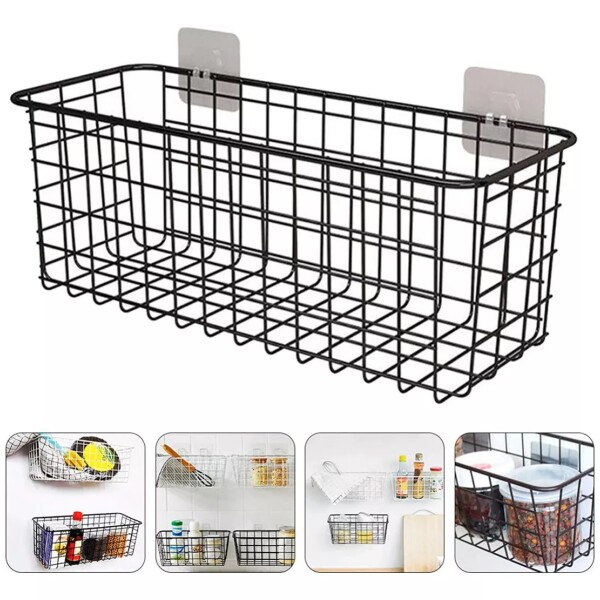 Canasto Organizador Adhesivo Cesto Metal Cocina Baño Canasto Organizador Adhesivo Cesto Metal Cocina Baño