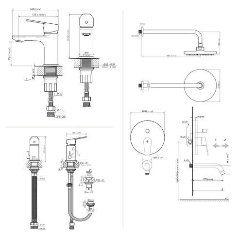 JUEGO DE GRIFERIA LAVATORIO BIDET DUCHA BRILLO LINEA BLEST CROMO