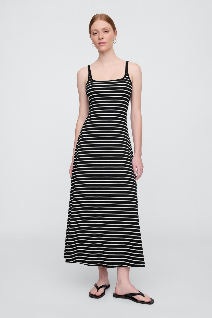 Vestido Mini Rib Mujer Black White Stripe