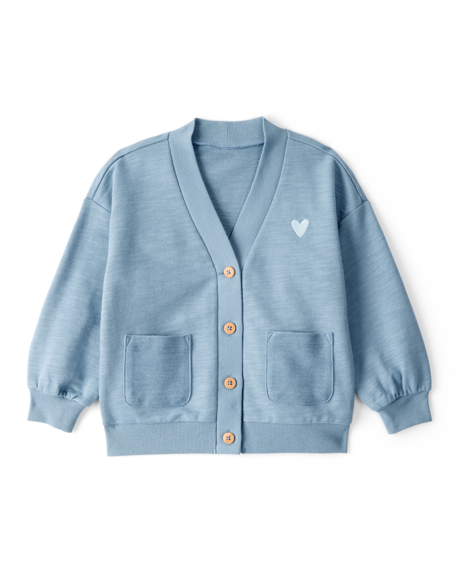 Saco de algodón, azul con bordado corazón Saco de algodón, azul con bordado corazón
