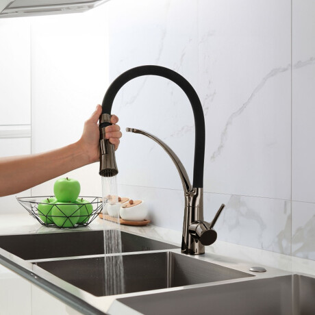 Griferia De Mesada Cocina Monocomando Satin Aqualia NEGRO