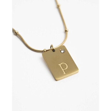 Cadena Corta Dije ''p'' Acero Dorado