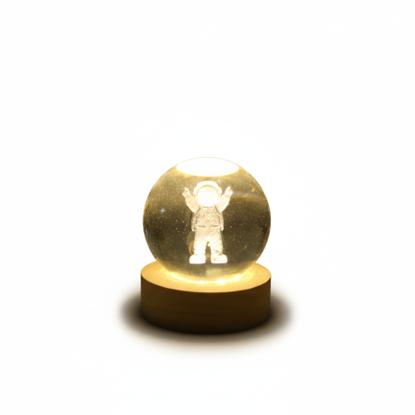 LÁMPARA VELADORA 3D DISEÑO ASTRONAUTA BASE DE MADERA 6"" LÁMPARA VELADORA 3D DISEÑO ASTRONAUTA BASE DE MADERA 6""