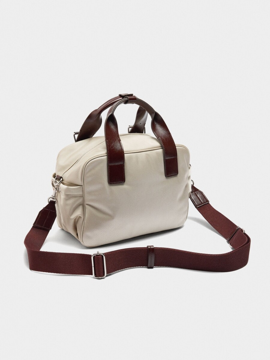 Bolso Tote De Nylon Con Bandolera crudo