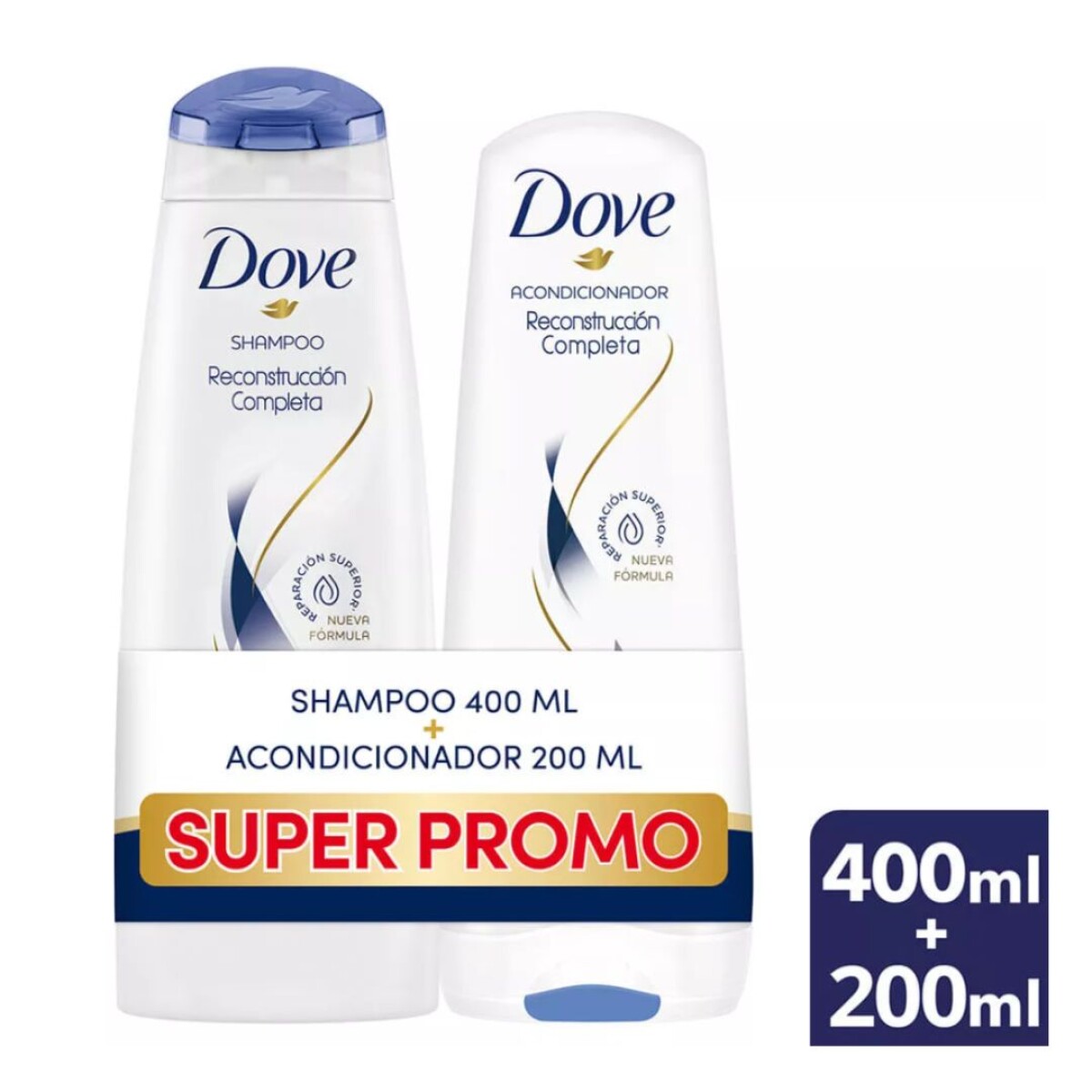 Pack Shampoo Dove Reconstruccion Completa 400 Ml + Acondicionador Dove 