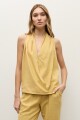 Blusa lino drapeada maiz