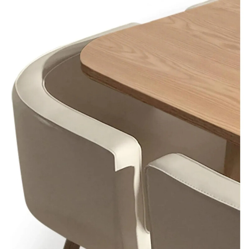 Juego De Comedor Honguito 4 Sillas Mesa 80cm Beige