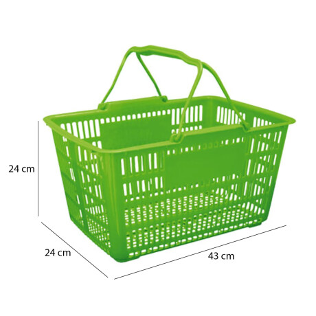 Canasto Cesto Supermercado Calado c/Asas Plástico 43x31x24Cm Verde