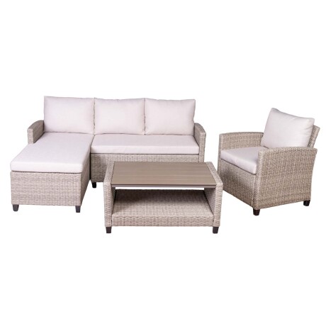 SET DE LIVING EXTERIOR RATTAN-SINTETICO NATURAL-BEIGE COZUMEL