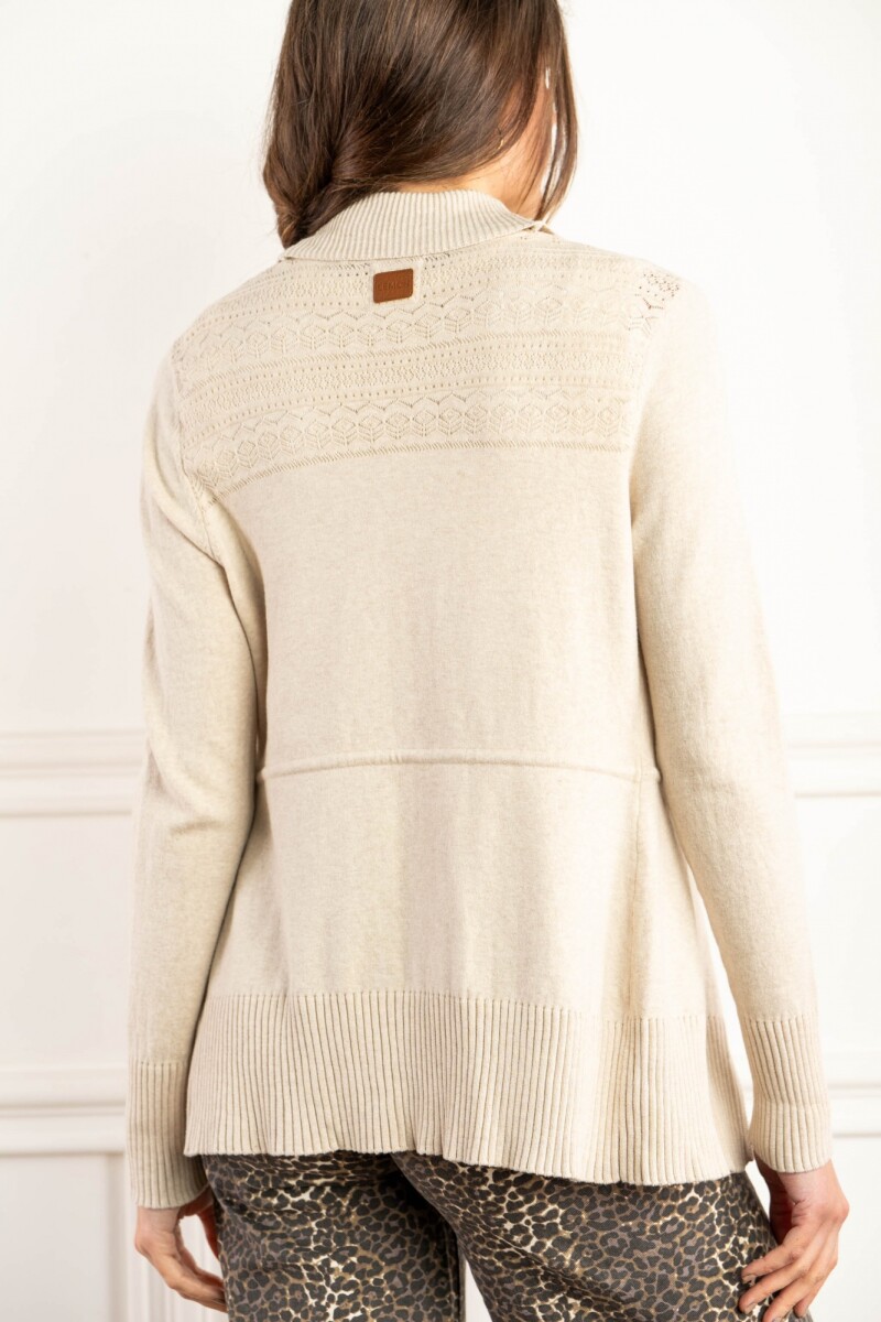 Cardigan C/solapa Algodón Elastano Beige Melange