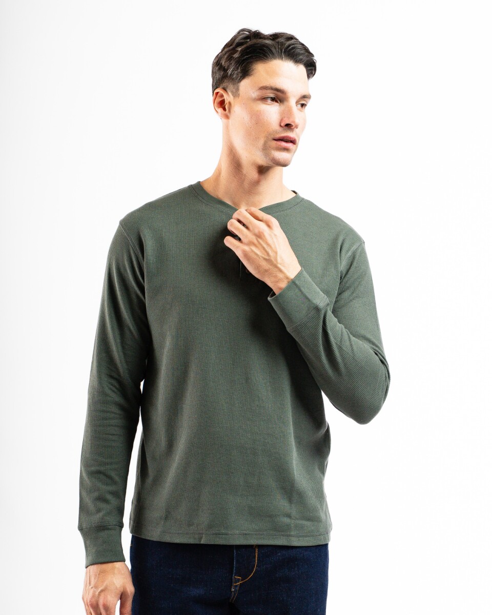 Remera Thermal C/Botones M/L RTB-24 C/Base - Oliva 