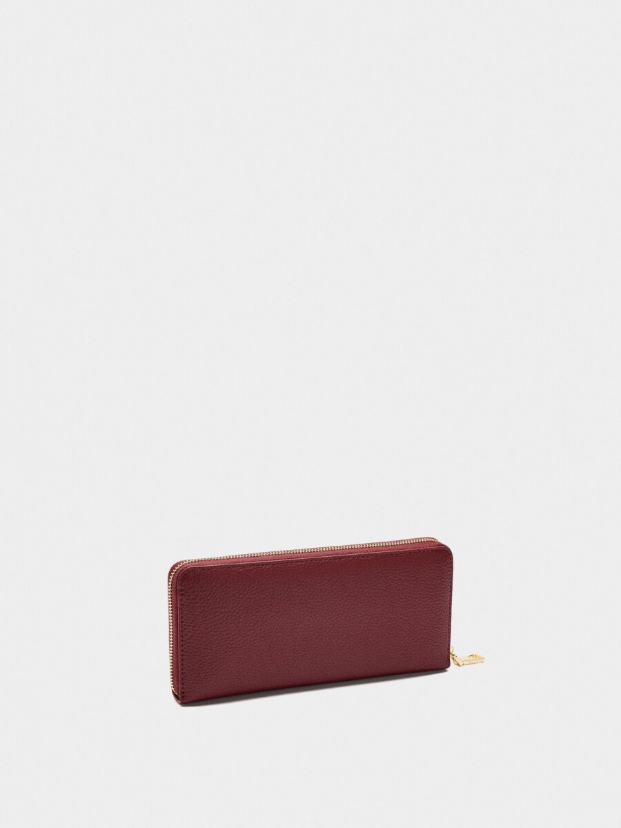 Cartera Con Textura Y Cierre De Cremallera rojo