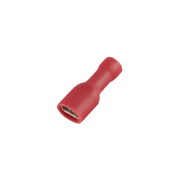 Terminal enchufable hembra 6mm p/cables: 0,25-1,5mm2 rojo HR2612W