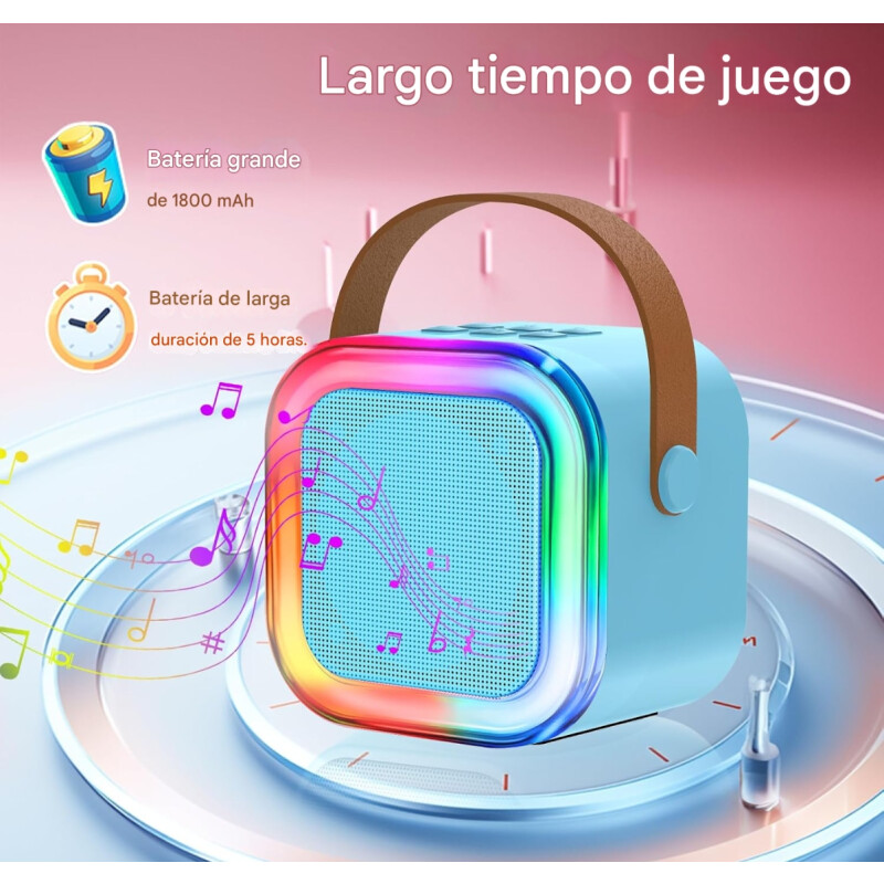 Parlante A Batería Bluetooth Con Luces Led De Colores Celeste