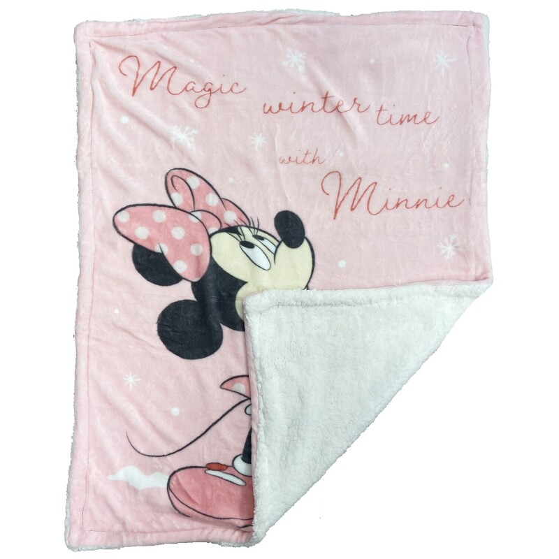 Frazada infantil en franela y corderito 75x100cm Minnie