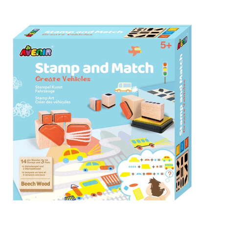 Vehículos Match Create: un kit de arte con sellos, multicolor Vehículos Match Create: un kit de arte con sellos, multicolor