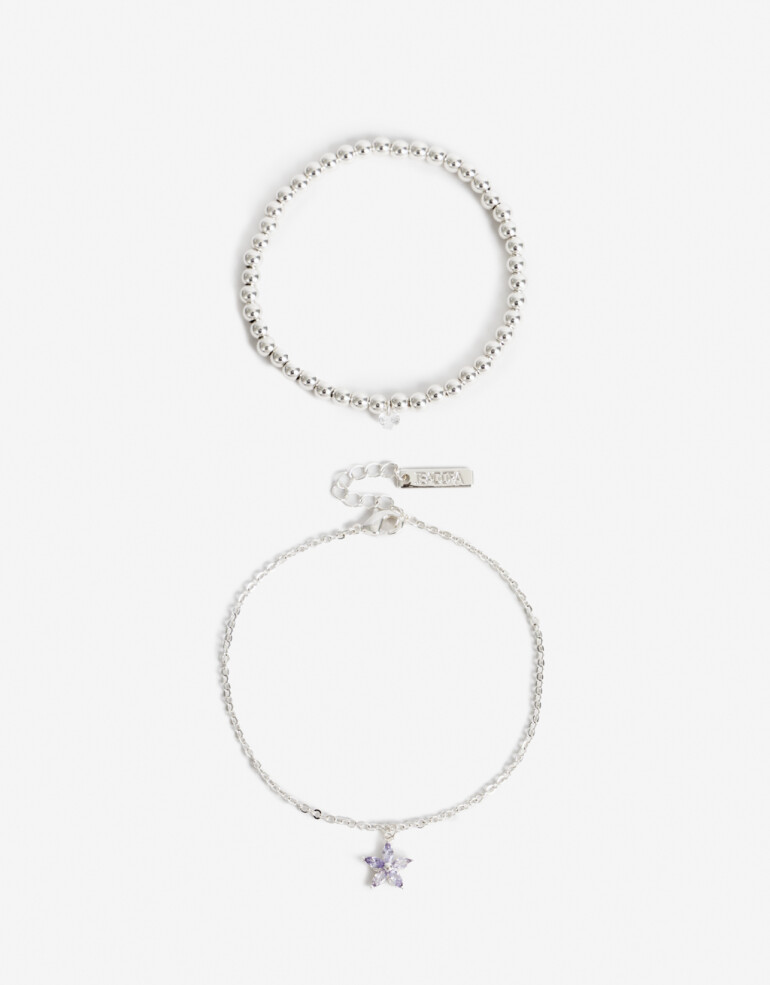 Pulseras Flexibles Sets Cubic zirconia Set De Pulseras Flexibles Cubic Plateado - Plateado