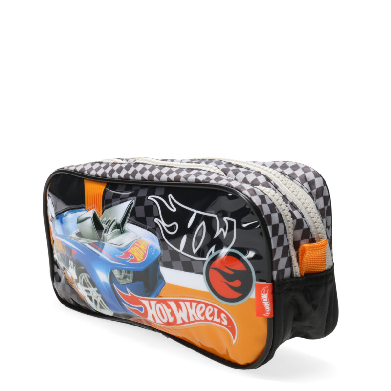 Cartuchera Hot Wheels 2 Cierres Negro - Azul - Blanco