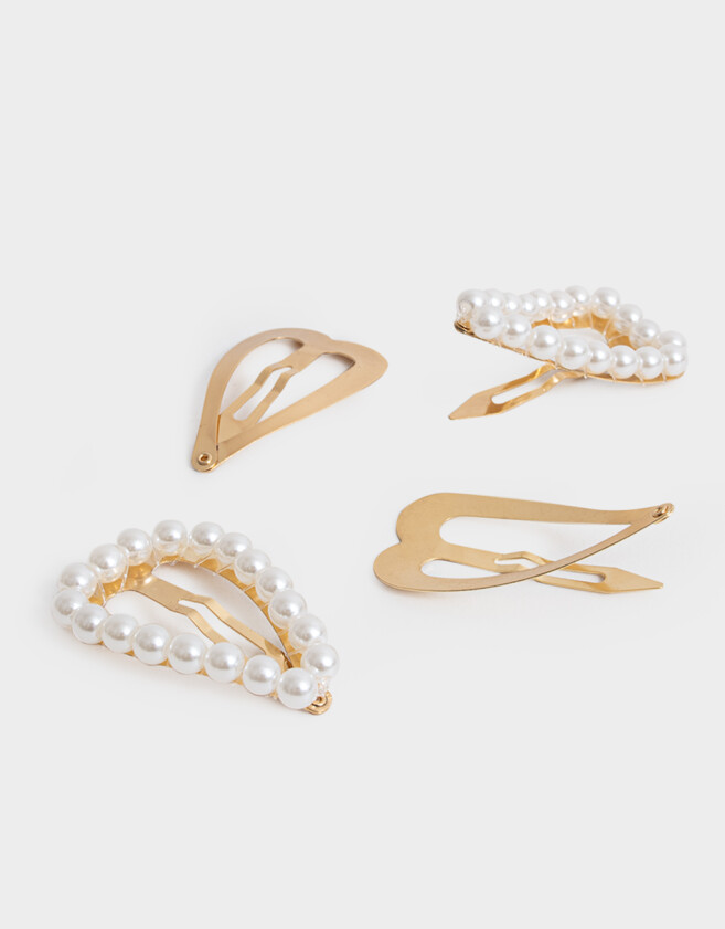 Hebillas Tic Tac Con perlas Set De Hebillas Tic Tac - Dorado